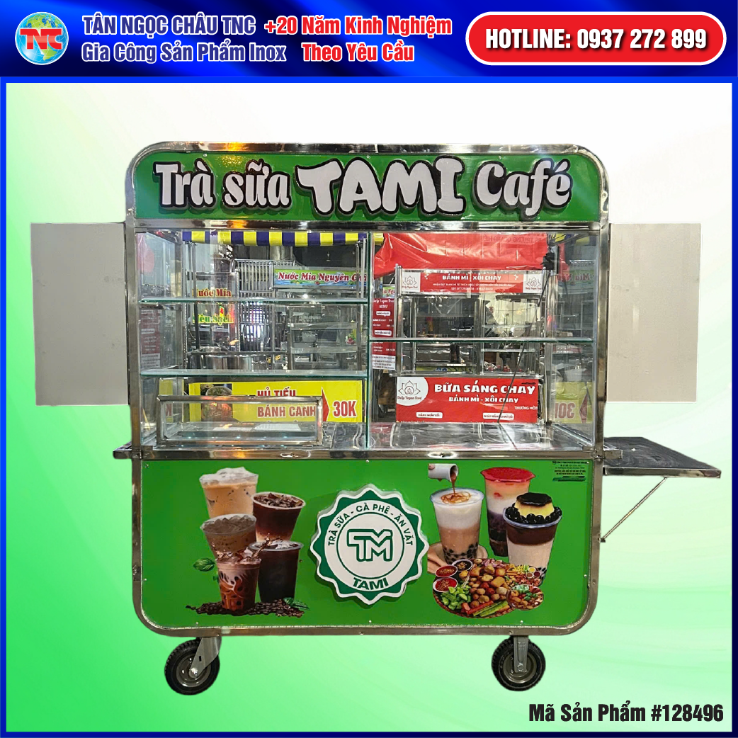 Xe Trà Sữa Mẫu Cong Khay Topping Thùng Đá Âm -miễn phí giao hàng tận nơi zalo 0937272899